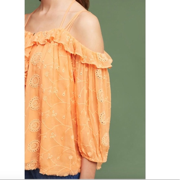 Anthropologie Floreat Embroidered Off The Shoulder Top - Picture 3 of 10